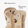 imageGirls Cowboy Boots Toddler Cowgirl Floral Embroidered Fringe Little Kids Western Boots Girl Riding Boot Birthday PartyGold