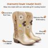 imageGirls Cowboy Boots Toddler Cowgirl Floral Embroidered Fringe Little Kids Western Boots Girl Riding Boot Birthday PartyGold