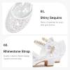 imageGirls Sandals Closed Toe Heels Wedding Party Girls Dress Shoes Toddler Little Big KidWhite Brilliant