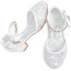 imageGirls Sandals Closed Toe Heels Wedding Party Girls Dress Shoes Toddler Little Big KidWhite Brilliant