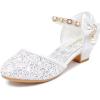 imageGirls Sandals Closed Toe Heels Wedding Party Girls Dress Shoes Toddler Little Big KidWhite Brilliant