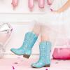 imageGlitter Girls Cowgirl Boots Sparkly Cowboy Dress Boots For Toddler To Big Kid Mid Calf Pointed Toe Dress Up Party Birthday Horse RidingBlue Sequins