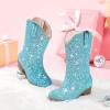 imageGlitter Girls Cowgirl Boots Sparkly Cowboy Dress Boots For Toddler To Big Kid Mid Calf Pointed Toe Dress Up Party Birthday Horse RidingBlue Sequins