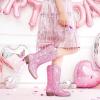 imageGlitter Girls Cowgirl Boots Sparkly Cowboy Dress Boots For Toddler To Big Kid Mid Calf Pointed Toe Dress Up Party Birthday Horse RidingPink Sequins