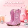 imageGlitter Girls Cowgirl Boots Sparkly Cowboy Dress Boots For Toddler To Big Kid Mid Calf Pointed Toe Dress Up Party Birthday Horse RidingPink Sequins