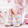imageGlitter Girls Cowgirl Boots Sparkly Cowboy Dress Boots For Toddler To Big Kid Mid Calf Pointed Toe Dress Up Party Birthday Horse RidingRainbow Sequins