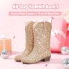 imageGlitter Girls Cowgirl Boots Sparkly Cowboy Dress Boots For Toddler To Big Kid Mid Calf Pointed Toe Dress Up Party Birthday Horse RidingRose Gold Sequins