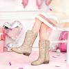 imageGlitter Girls Cowgirl Boots Sparkly Cowboy Dress Boots For Toddler To Big Kid Mid Calf Pointed Toe Dress Up Party Birthday Horse RidingRose Gold Sequins