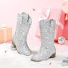 imageGlitter Girls Cowgirl Boots Sparkly Cowboy Dress Boots For Toddler To Big Kid Mid Calf Pointed Toe Dress Up Party Birthday Horse RidingSilver Sequins