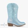 imageRhinestone Sparkly Girls Cowgirl Cowboy Boots Little Kids Dress Boot Pointed Toes Low Heel Mid Calf Zipper Party Birthday Toddler to Big KidBlue