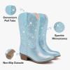 imageRhinestone Sparkly Girls Cowgirl Cowboy Boots Little Kids Dress Boot Pointed Toes Low Heel Mid Calf Zipper Party Birthday Toddler to Big KidBlue