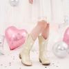imageRhinestone Sparkly Girls Cowgirl Cowboy Boots Little Kids Dress Boot Pointed Toes Low Heel Mid Calf Zipper Party Birthday Toddler to Big KidChampagne