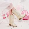 imageRhinestone Sparkly Girls Cowgirl Cowboy Boots Little Kids Dress Boot Pointed Toes Low Heel Mid Calf Zipper Party Birthday Toddler to Big KidChampagne