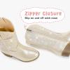 imageRhinestone Sparkly Girls Cowgirl Cowboy Boots Little Kids Dress Boot Pointed Toes Low Heel Mid Calf Zipper Party Birthday Toddler to Big KidChampagne