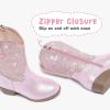 imageRhinestone Sparkly Girls Cowgirl Cowboy Boots Little Kids Dress Boot Pointed Toes Low Heel Mid Calf Zipper Party Birthday Toddler to Big KidDu Pink