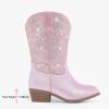 imageRhinestone Sparkly Girls Cowgirl Cowboy Boots Little Kids Dress Boot Pointed Toes Low Heel Mid Calf Zipper Party Birthday Toddler to Big KidDu Pink