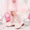 imageRhinestone Sparkly Girls Cowgirl Cowboy Boots Little Kids Dress Boot Pointed Toes Low Heel Mid Calf Zipper Party Birthday Toddler to Big KidPink