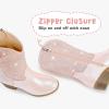 imageRhinestone Sparkly Girls Cowgirl Cowboy Boots Little Kids Dress Boot Pointed Toes Low Heel Mid Calf Zipper Party Birthday Toddler to Big KidPink