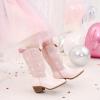 imageRhinestone Sparkly Girls Cowgirl Cowboy Boots Little Kids Dress Boot Pointed Toes Low Heel Mid Calf Zipper Party Birthday Toddler to Big KidPink