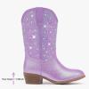 imageRhinestone Sparkly Girls Cowgirl Cowboy Boots Little Kids Dress Boot Pointed Toes Low Heel Mid Calf Zipper Party Birthday Toddler to Big KidPurple