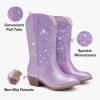 imageRhinestone Sparkly Girls Cowgirl Cowboy Boots Little Kids Dress Boot Pointed Toes Low Heel Mid Calf Zipper Party Birthday Toddler to Big KidPurple