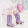 imageRhinestone Sparkly Girls Cowgirl Cowboy Boots Little Kids Dress Boot Pointed Toes Low Heel Mid Calf Zipper Party Birthday Toddler to Big KidPurple