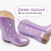 imageRhinestone Sparkly Girls Cowgirl Cowboy Boots Little Kids Dress Boot Pointed Toes Low Heel Mid Calf Zipper Party Birthday Toddler to Big KidPurple