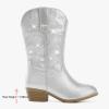 imageRhinestone Sparkly Girls Cowgirl Cowboy Boots Little Kids Dress Boot Pointed Toes Low Heel Mid Calf Zipper Party Birthday Toddler to Big KidSilver