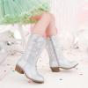 imageRhinestone Sparkly Girls Cowgirl Cowboy Boots Little Kids Dress Boot Pointed Toes Low Heel Mid Calf Zipper Party Birthday Toddler to Big KidSilver