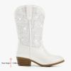 imageRhinestone Sparkly Girls Cowgirl Cowboy Boots Little Kids Dress Boot Pointed Toes Low Heel Mid Calf Zipper Party Birthday Toddler to Big KidWhite
