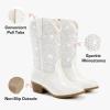 imageRhinestone Sparkly Girls Cowgirl Cowboy Boots Little Kids Dress Boot Pointed Toes Low Heel Mid Calf Zipper Party Birthday Toddler to Big KidWhite