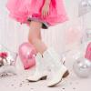imageRhinestone Sparkly Girls Cowgirl Cowboy Boots Little Kids Dress Boot Pointed Toes Low Heel Mid Calf Zipper Party Birthday Toddler to Big KidWhite