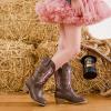imageSparkly Glitter Cowgirl Cowboy Boots for Girls Little Kids Mid Calf Zipper Pointed Toes Low Heel Western Embroidery Party Birthday Toddler to Big KidDark Brown Pink