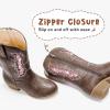 imageSparkly Glitter Cowgirl Cowboy Boots for Girls Little Kids Mid Calf Zipper Pointed Toes Low Heel Western Embroidery Party Birthday Toddler to Big KidDark Brown Pink