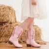 imageSparkly Glitter Cowgirl Cowboy Boots for Girls Little Kids Mid Calf Zipper Pointed Toes Low Heel Western Embroidery Party Birthday Toddler to Big KidLight Pink