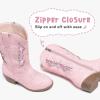 imageSparkly Glitter Cowgirl Cowboy Boots for Girls Little Kids Mid Calf Zipper Pointed Toes Low Heel Western Embroidery Party Birthday Toddler to Big KidLight Pink