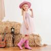 imageSparkly Glitter Cowgirl Cowboy Boots for Girls Little Kids Mid Calf Zipper Pointed Toes Low Heel Western Embroidery Party Birthday Toddler to Big KidPink Rainbow