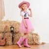 imageSparkly Glitter Cowgirl Cowboy Boots for Girls Little Kids Mid Calf Zipper Pointed Toes Low Heel Western Embroidery Party Birthday Toddler to Big KidPink Rainbow