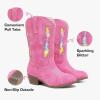 imageSparkly Glitter Cowgirl Cowboy Boots for Girls Little Kids Mid Calf Zipper Pointed Toes Low Heel Western Embroidery Party Birthday Toddler to Big KidPink Rainbow