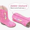imageSparkly Glitter Cowgirl Cowboy Boots for Girls Little Kids Mid Calf Zipper Pointed Toes Low Heel Western Embroidery Party Birthday Toddler to Big KidPink Rainbow