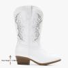 imageSparkly Glitter Cowgirl Cowboy Boots for Girls Little Kids Mid Calf Zipper Pointed Toes Low Heel Western Embroidery Party Birthday Toddler to Big KidWhite Silver