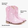 imageToddler Girls Cowgirl Boots Western Glitter Cowboy Boot Ankle Boots Little Kids Big Kid Horse Riding Shoes Party Birthday Dress UpBaby Pink Sequins
