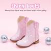 imageToddler Girls Cowgirl Boots Western Glitter Cowboy Boot Ankle Boots Little Kids Big Kid Horse Riding Shoes Party Birthday Dress UpBaby Pink Sequins