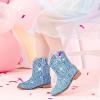 imageToddler Girls Cowgirl Boots Western Glitter Cowboy Boot Ankle Boots Little Kids Big Kid Horse Riding Shoes Party Birthday Dress UpBlue Glitter