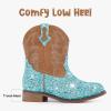 imageToddler Girls Cowgirl Boots Western Glitter Cowboy Boot Ankle Boots Little Kids Big Kid Horse Riding Shoes Party Birthday Dress UpBlue Sequins