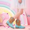 imageToddler Girls Cowgirl Boots Western Glitter Cowboy Boot Ankle Boots Little Kids Big Kid Horse Riding Shoes Party Birthday Dress UpBlue Sequins