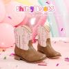 imageToddler Girls Cowgirl Boots Western Glitter Cowboy Boot Ankle Boots Little Kids Big Kid Horse Riding Shoes Party Birthday Dress UpBrown Pink