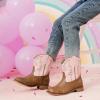 imageToddler Girls Cowgirl Boots Western Glitter Cowboy Boot Ankle Boots Little Kids Big Kid Horse Riding Shoes Party Birthday Dress UpBrown Pink