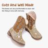 imageToddler Girls Cowgirl Boots Western Glitter Cowboy Boot Ankle Boots Little Kids Big Kid Horse Riding Shoes Party Birthday Dress UpBrown Sequins