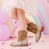 imageToddler Girls Cowgirl Boots Western Glitter Cowboy Boot Ankle Boots Little Kids Big Kid Horse Riding Shoes Party Birthday Dress UpBrown Sequins
